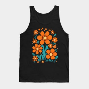 Orange Flower Power Pattern Tank Top